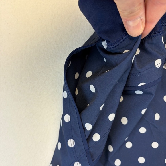 Share Lands' End Navy Blue White Polka-Dot Swim Skort Lined Shorts Size 14 - Picture 10 of 12